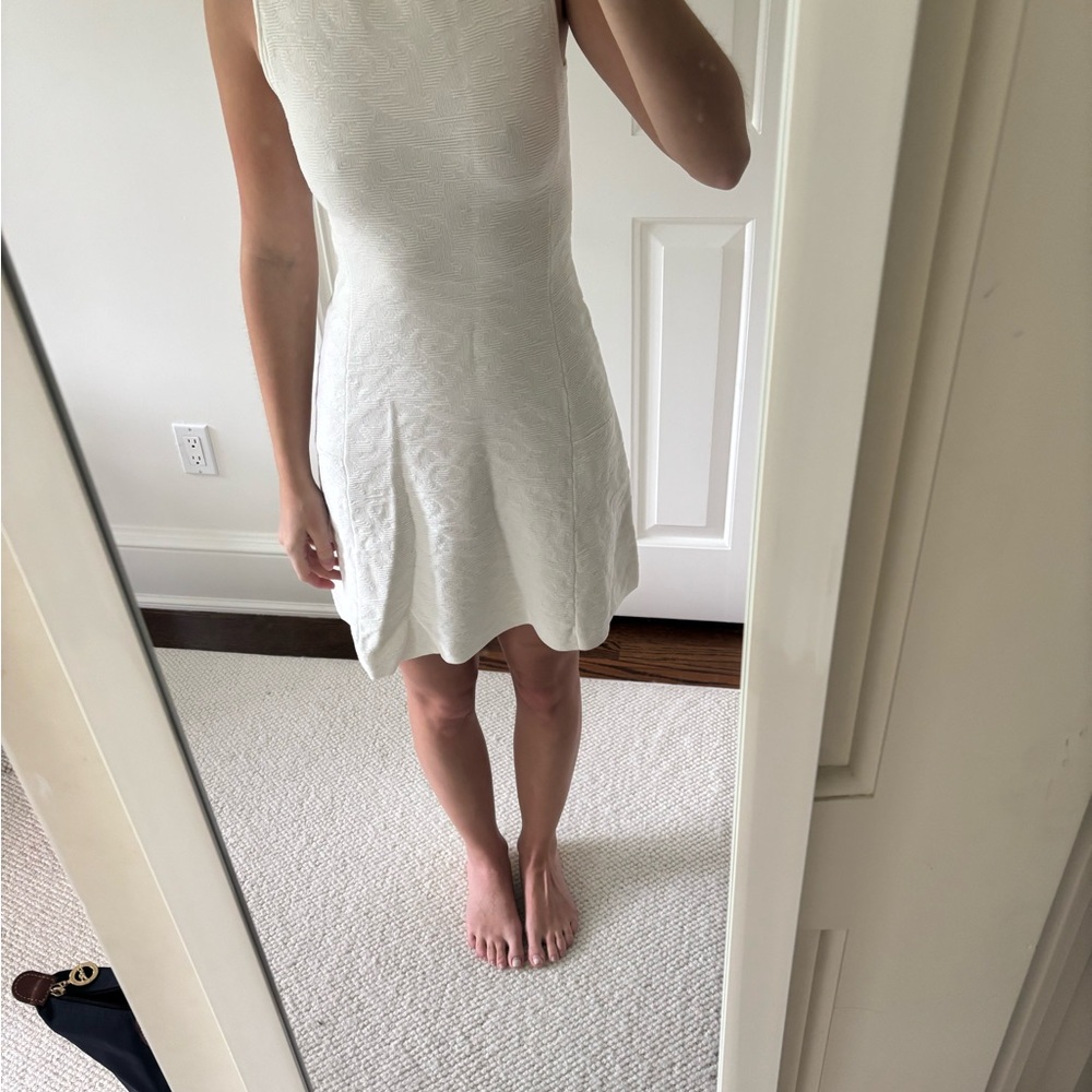 Theory White Ruffled Halter Mini Dress